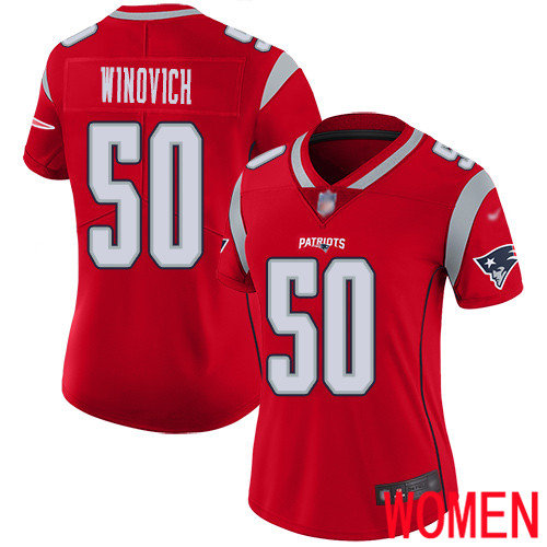 New England Patriots Football #50 Inverted Legend Limited Red Women Chase Winovich NFL Jersey